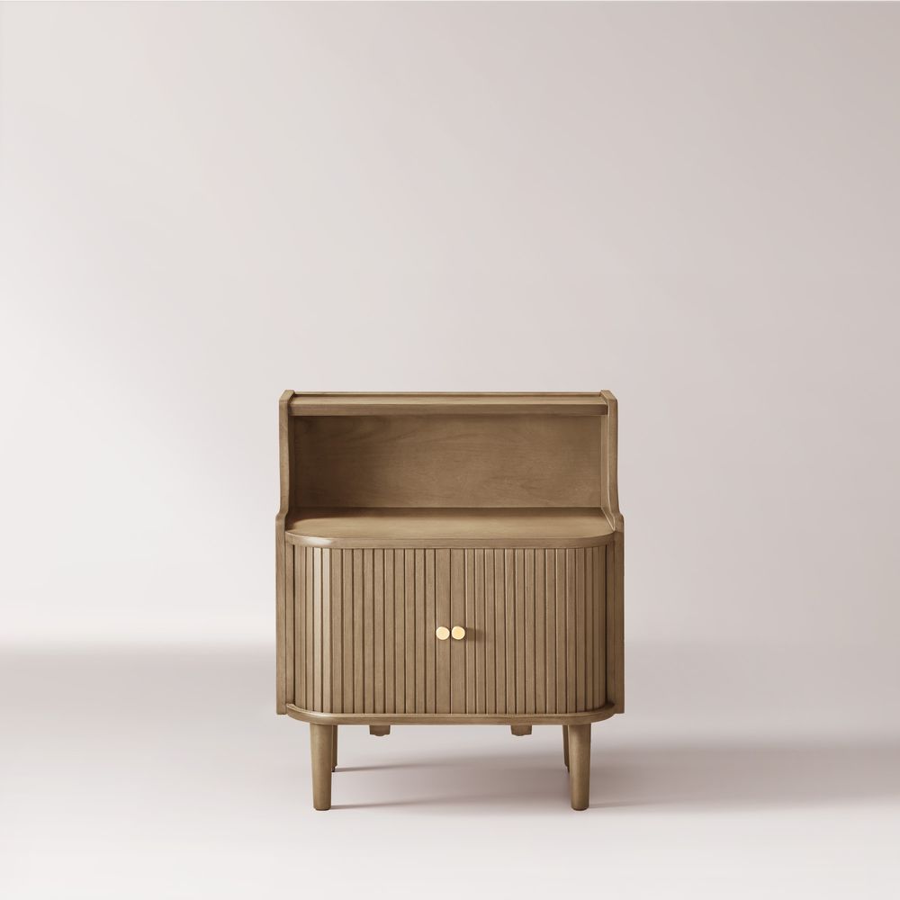 Solid Wood Tambour Door Nightstand