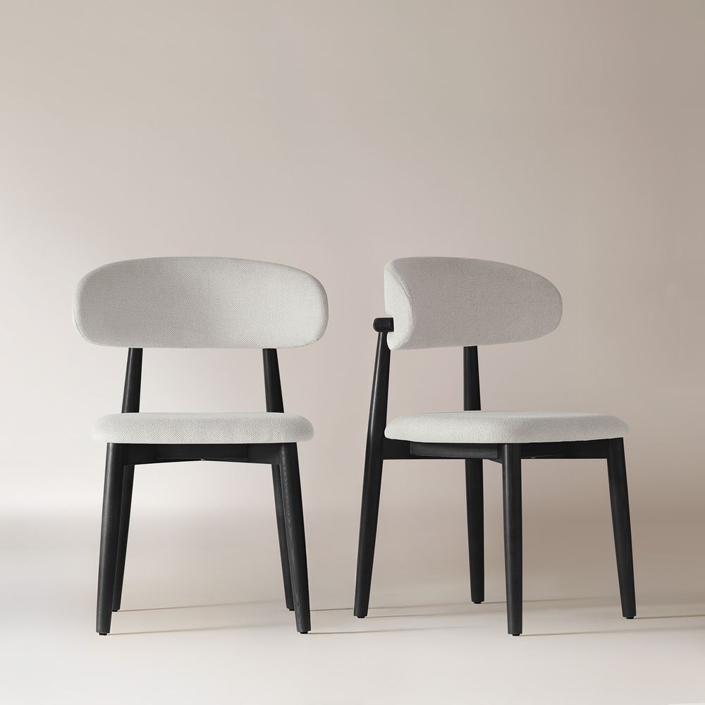 Black Ash Wood Dining Chair Set of 2