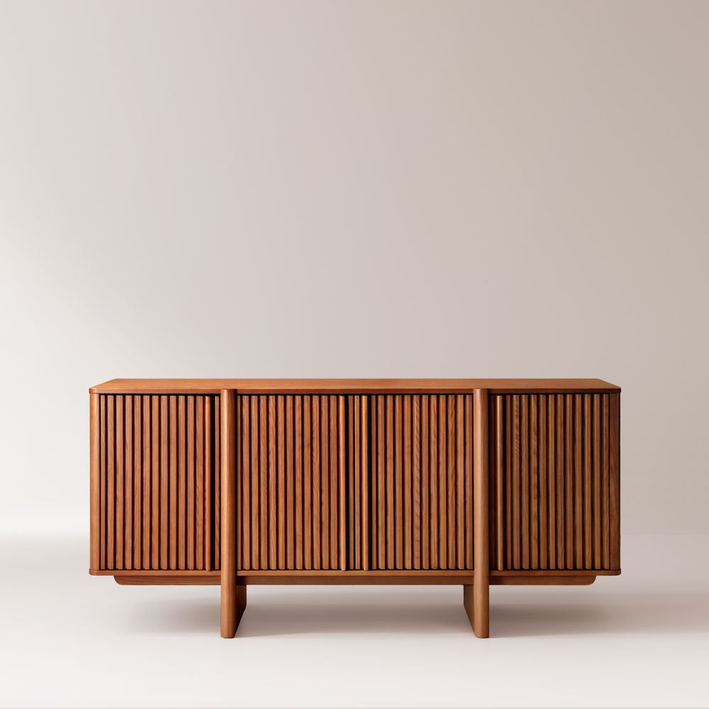 63 Inch Solid Wood Wood Sideboard Buffet with Storage