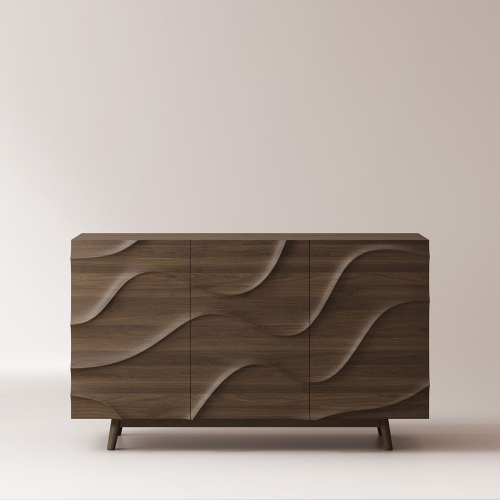 Walnut Wood Modern Sideboard