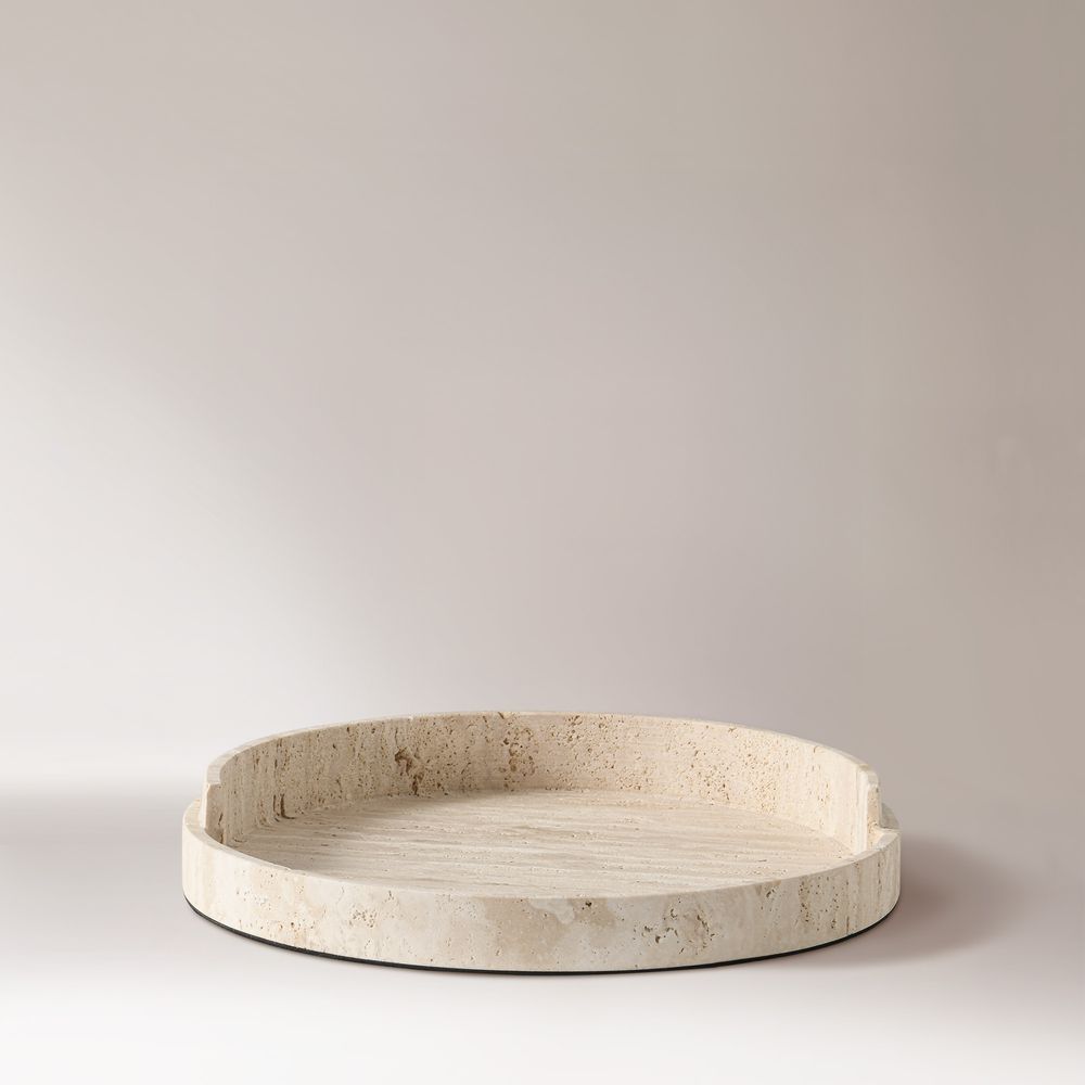 round travertine tray