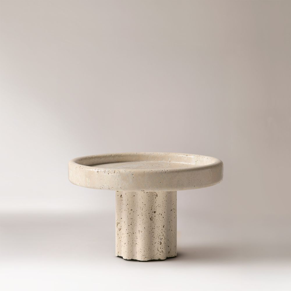 9 inch round travertine cake stand