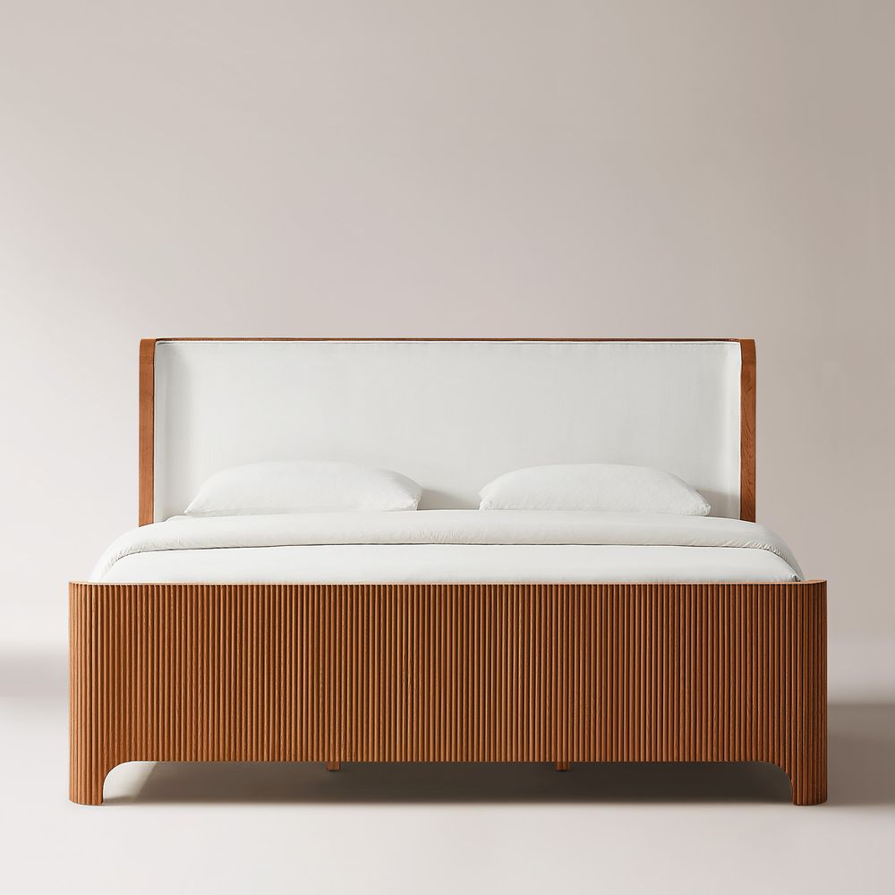 Fluted Solid Oak Bed