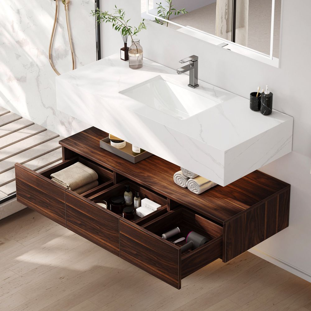 Hernest 48 Inch Modern bathroom storage wall mounted wooden