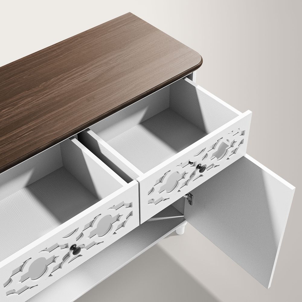 Hernest Émilie Modern 36" Sideboard with Elegant Patterned Sliding