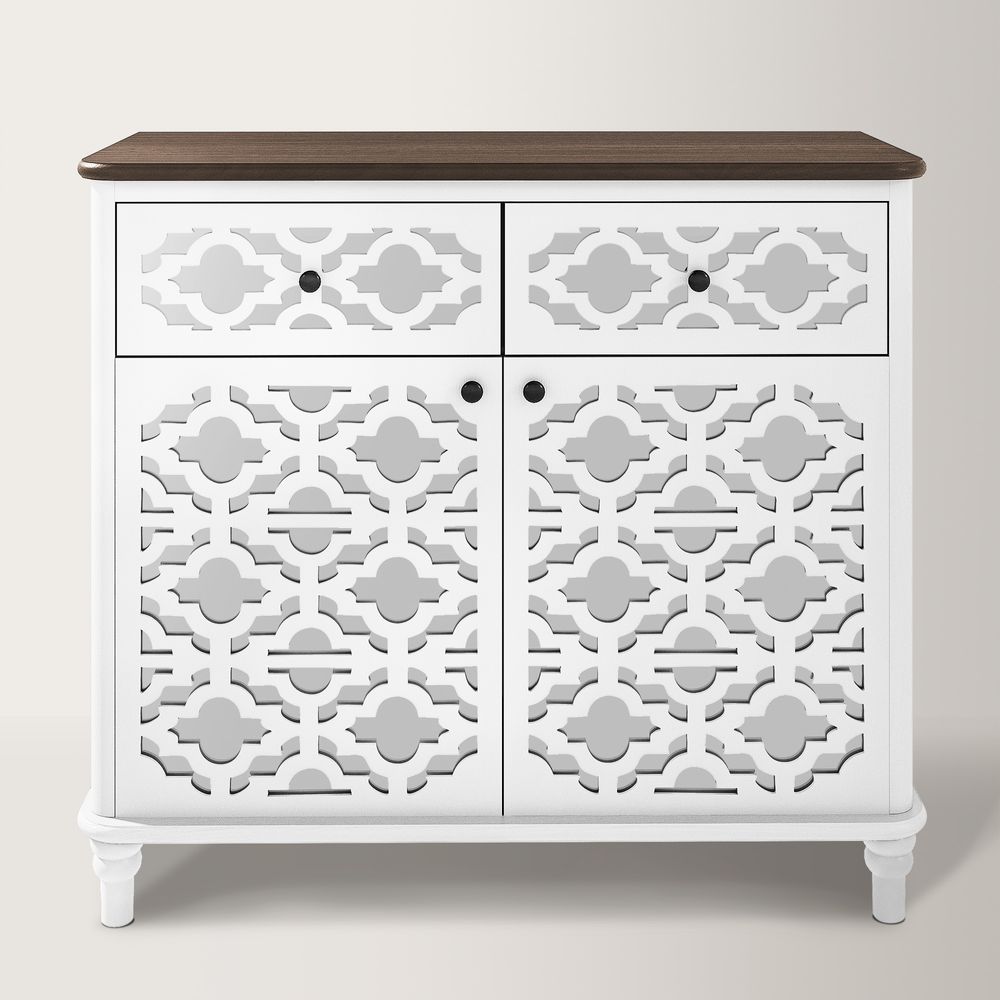 Hernest Émilie Modern 36" Sideboard with Elegant Patterned Sliding