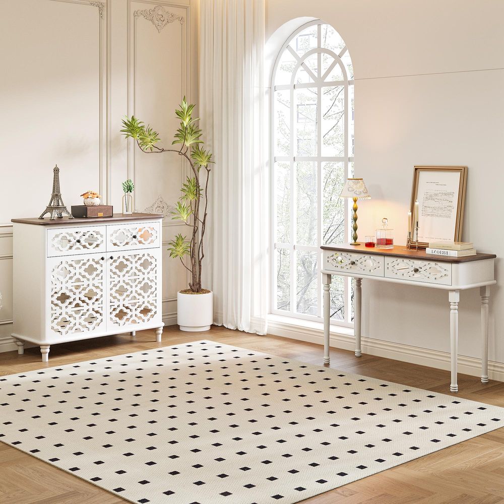 Hernest Émilie Modern 36" Sideboard with Elegant Patterned Sliding