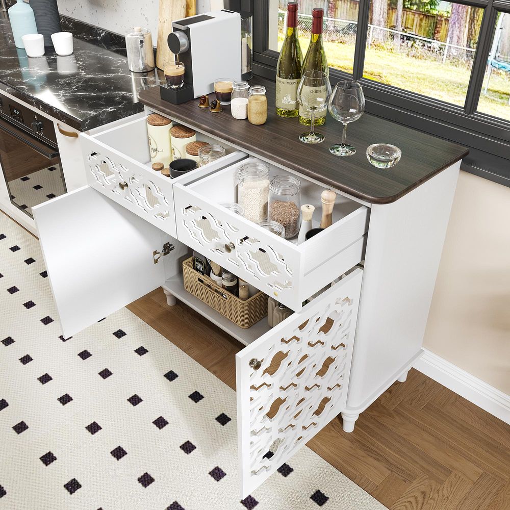 Hernest Émilie Modern 36" Sideboard with Elegant Patterned Sliding