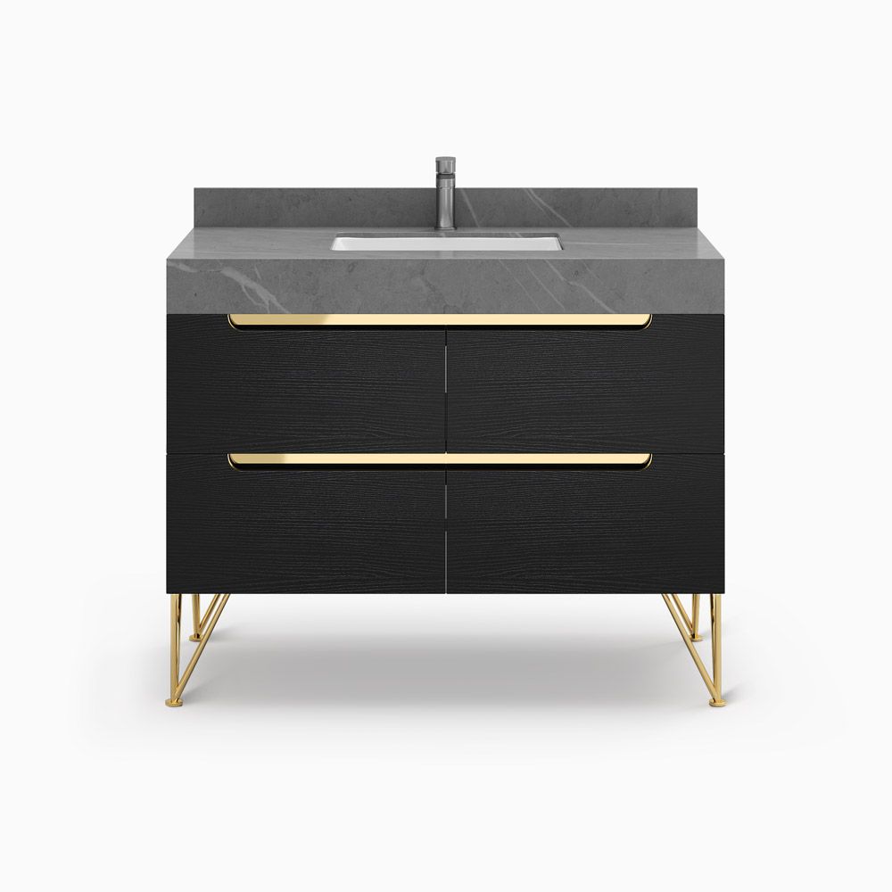 Hernest 40 Inch Free standing solid wood black bathroom vanity with