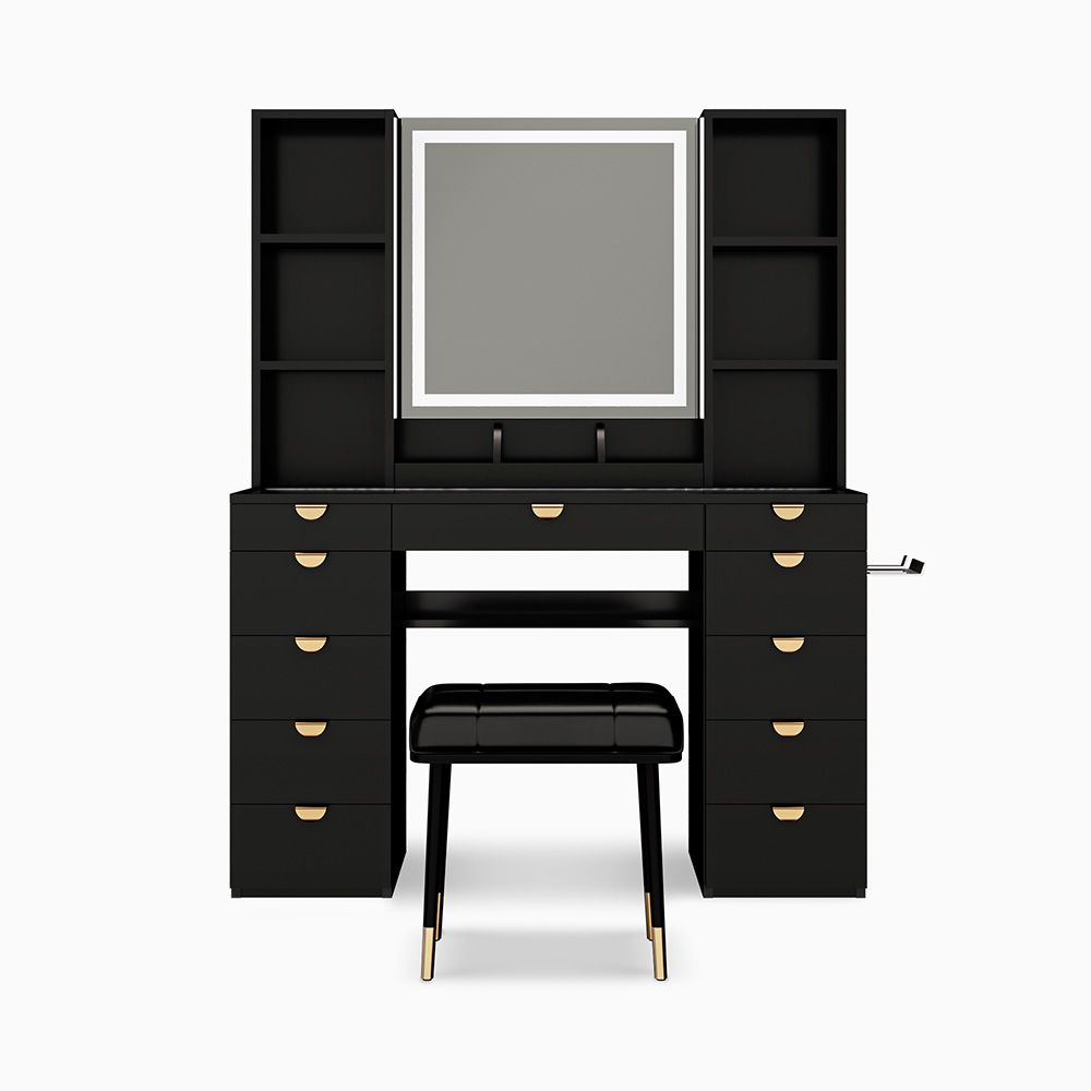 Odette 47 Inch Modern Makeup Vanity With 11 Drawers And 6 Spacer