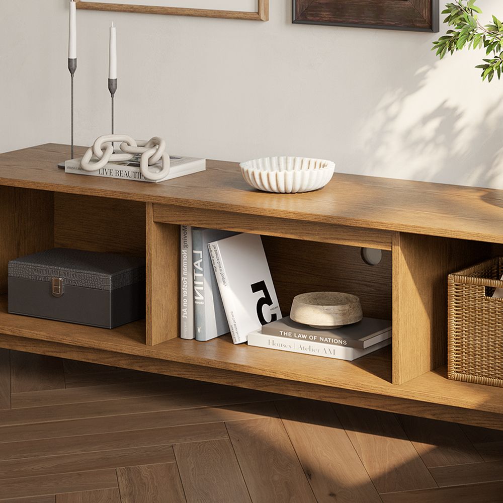 Hernest 65" Walnut TV Stand with Storage & Cable Management for