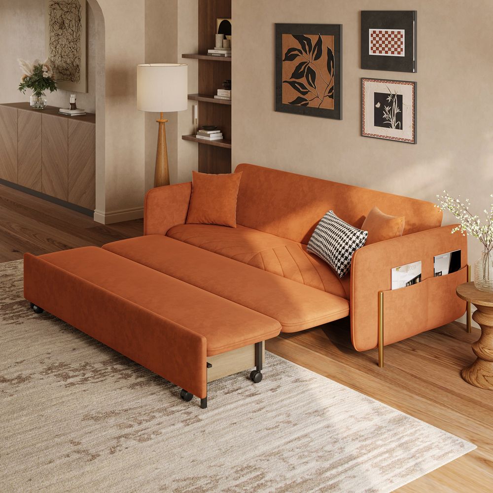 sofa cumming bed with pocket storage