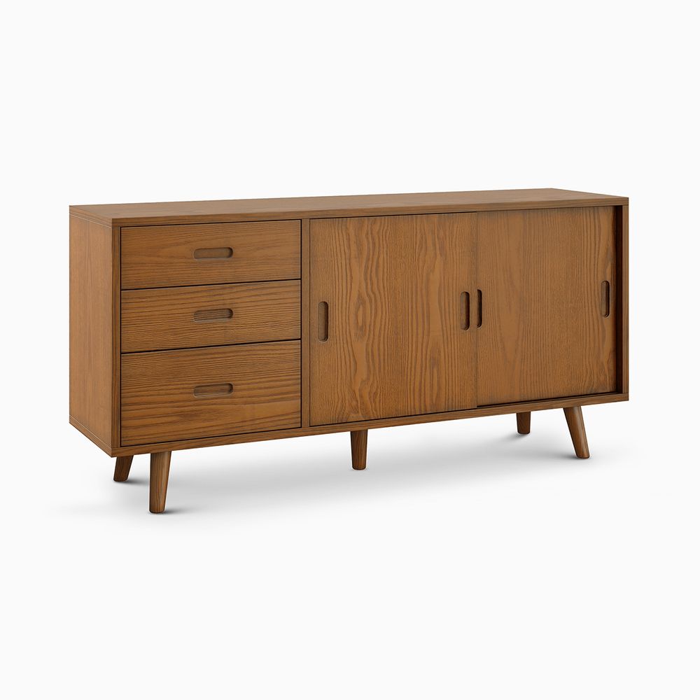 Mid Century Modern Walnut Tall TV Stand