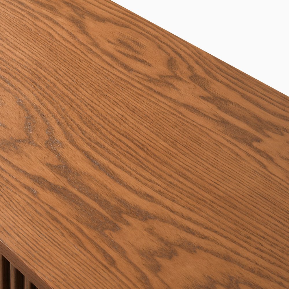 Ash Wood Veneer of Slatted TV Stand