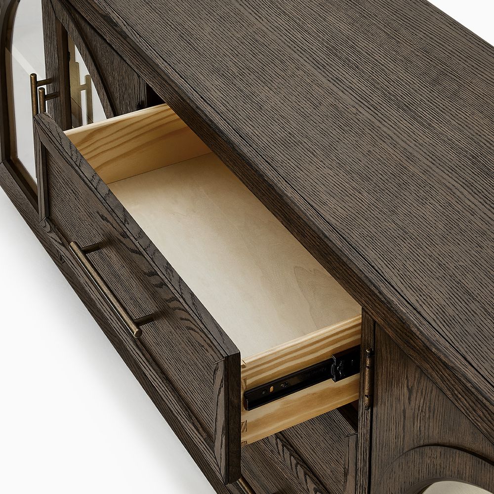 Drawer of Dark Brown Oak TV Cabinet
