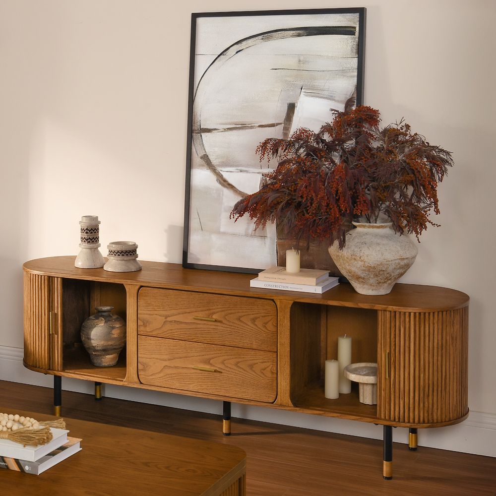 70 inch Oval Solid Wood Media Console