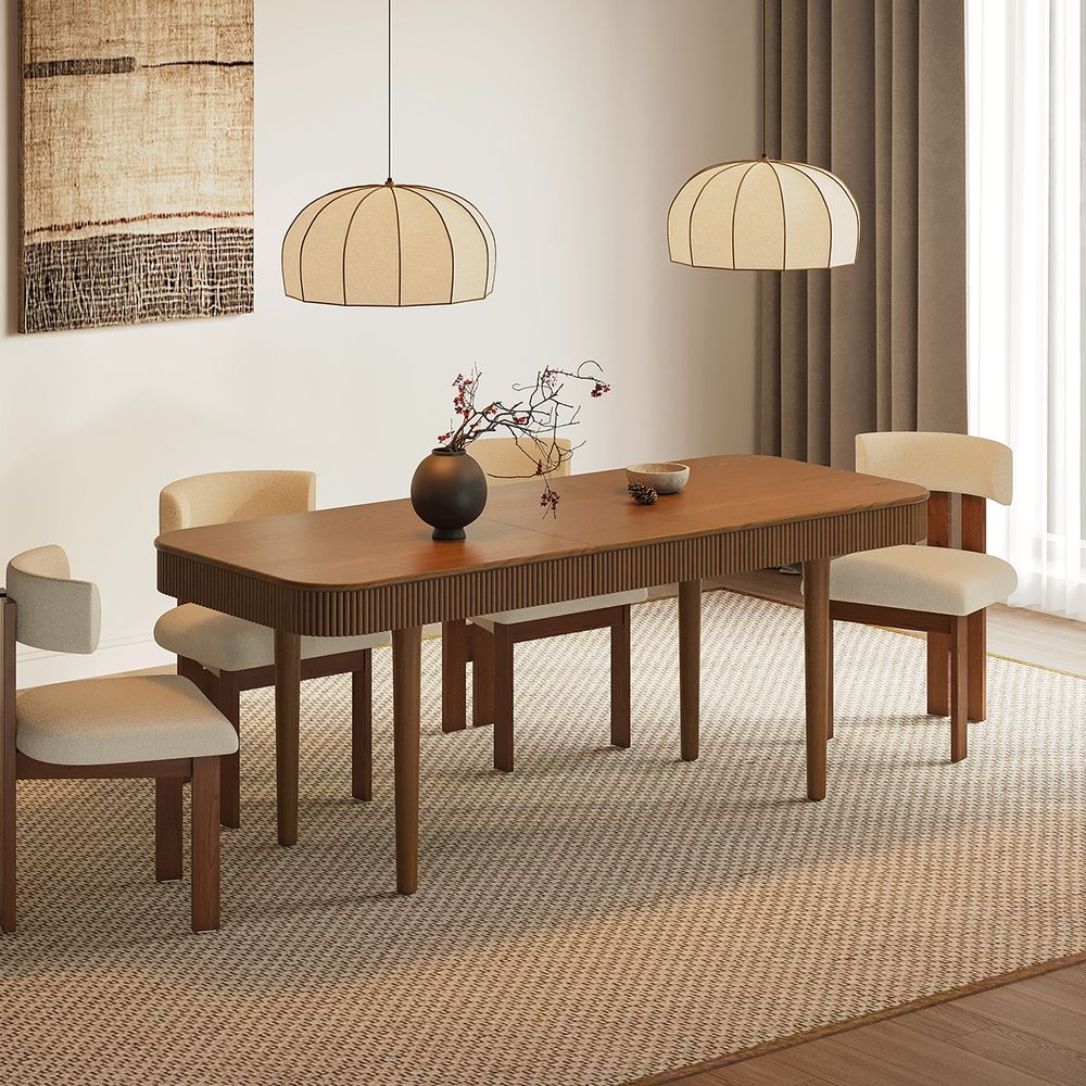 63-78 Inch Solid Wood Extendable Dining Table for Dining Room