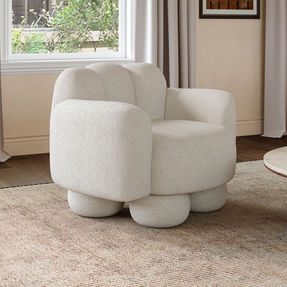 white sculptural accent chair