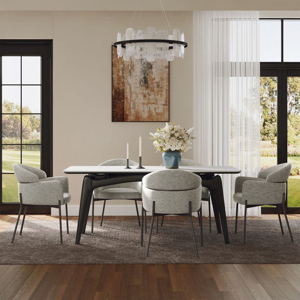 Grey Dining Chairs Set with Dining Table