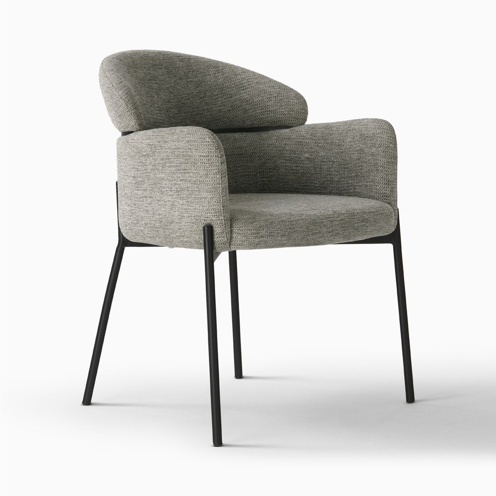Grey Cotton Linen Dining Chair