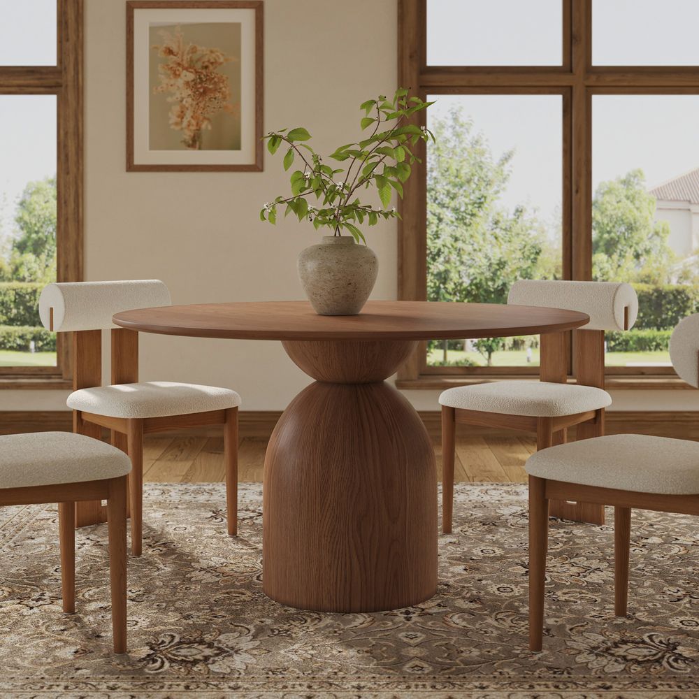 51 Inch Mid Century Round Dining Table for Dining Room