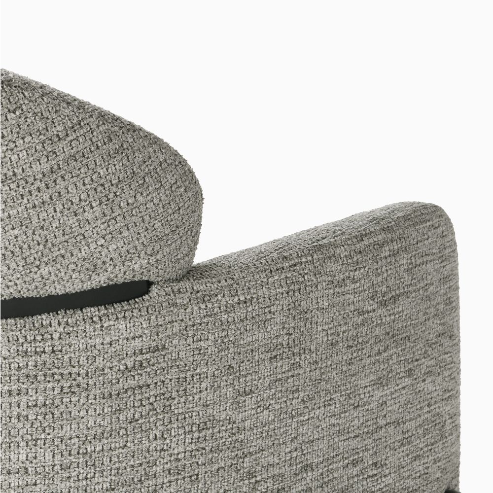 Grey Cotton Linen Dining Chair with Armrest
