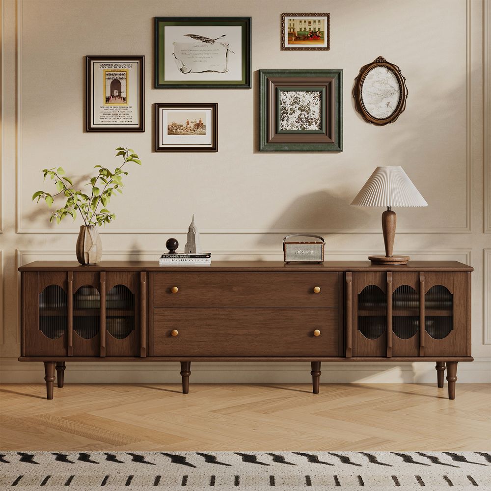 80 Inch Dark Walnut TV Stand