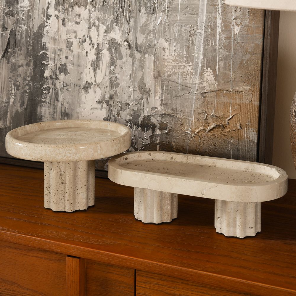 9 inch round travertine cake stand