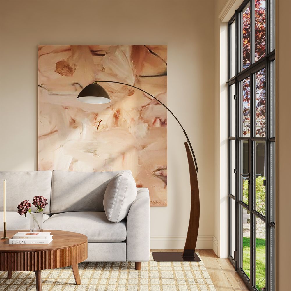 solid wooden arc floor lamp