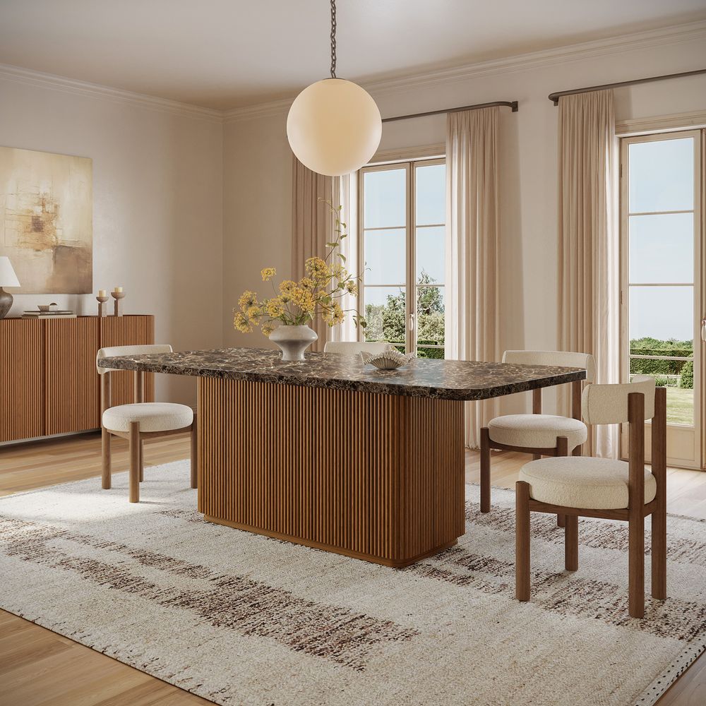84 Inch Marble Dining Table for 6-8 Seats