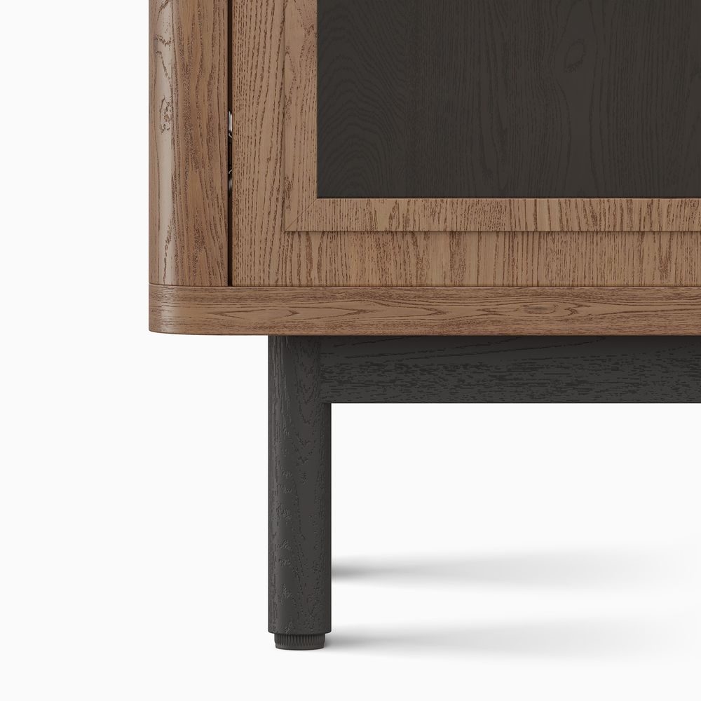 36" Wooden Home Bar Cabinet with Solid Wood Legs