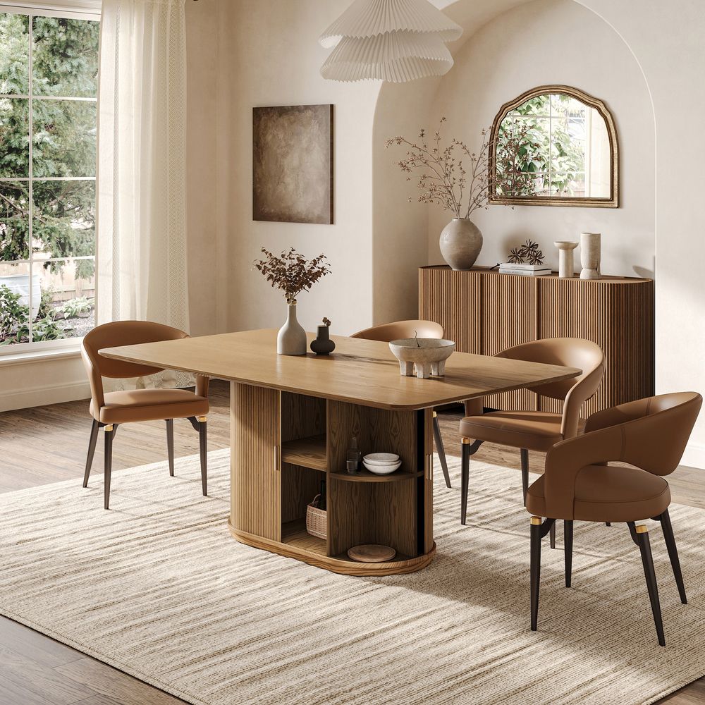 72" Brown Rectangular Dining Table with Storage