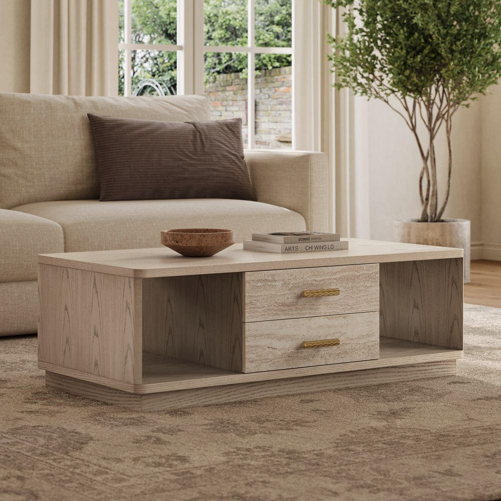 storage coffee table with 2 drawers