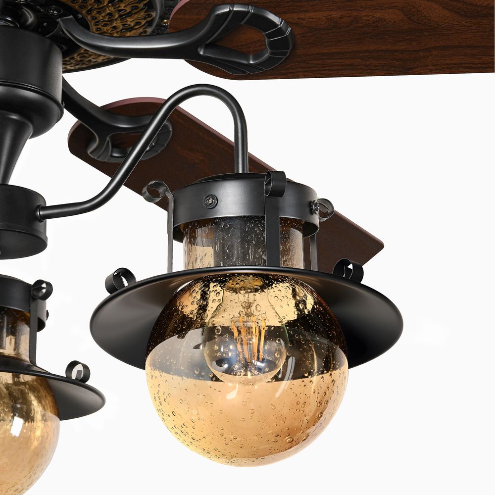 52" Ceiling Fan with glass lamp shade