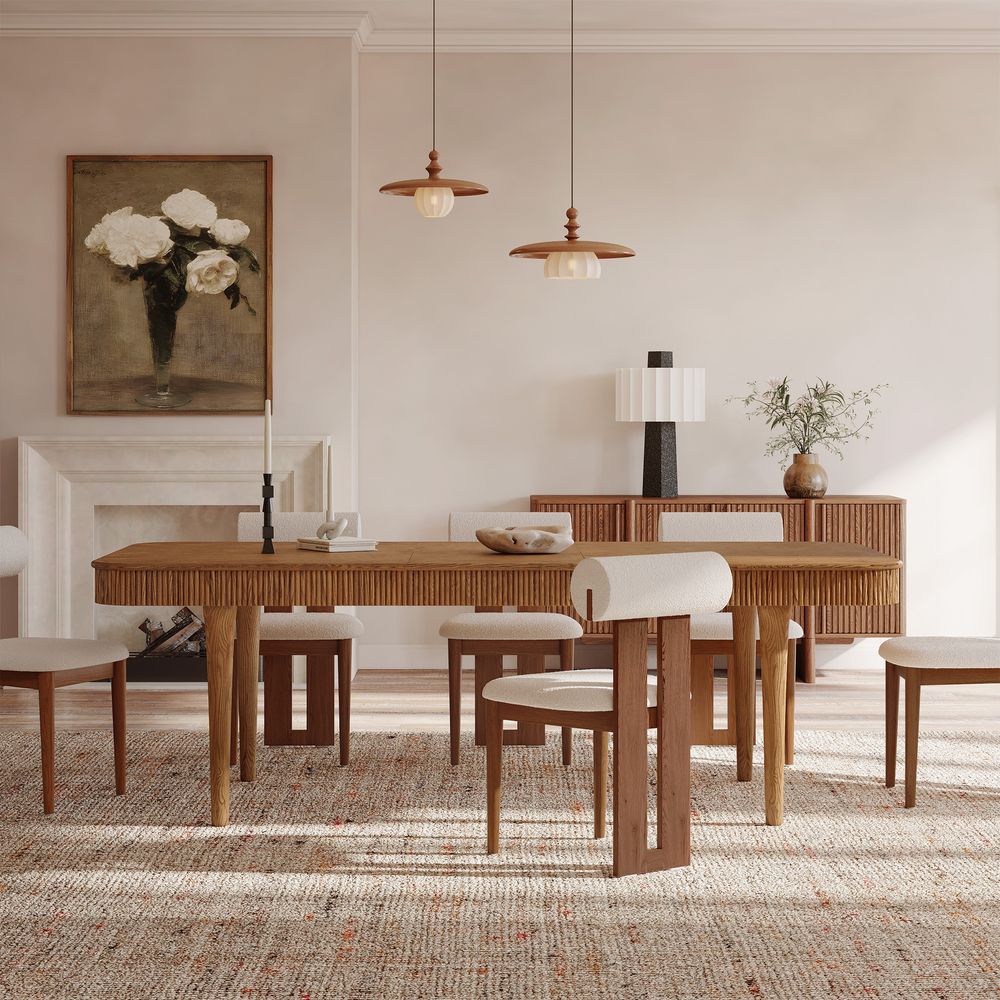 72"-92" Brown Expandable Dining Room Table