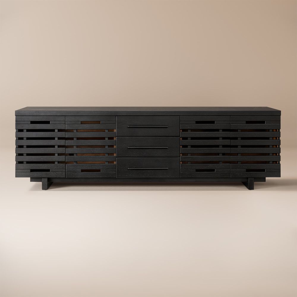 Black Slatted TV Stand
