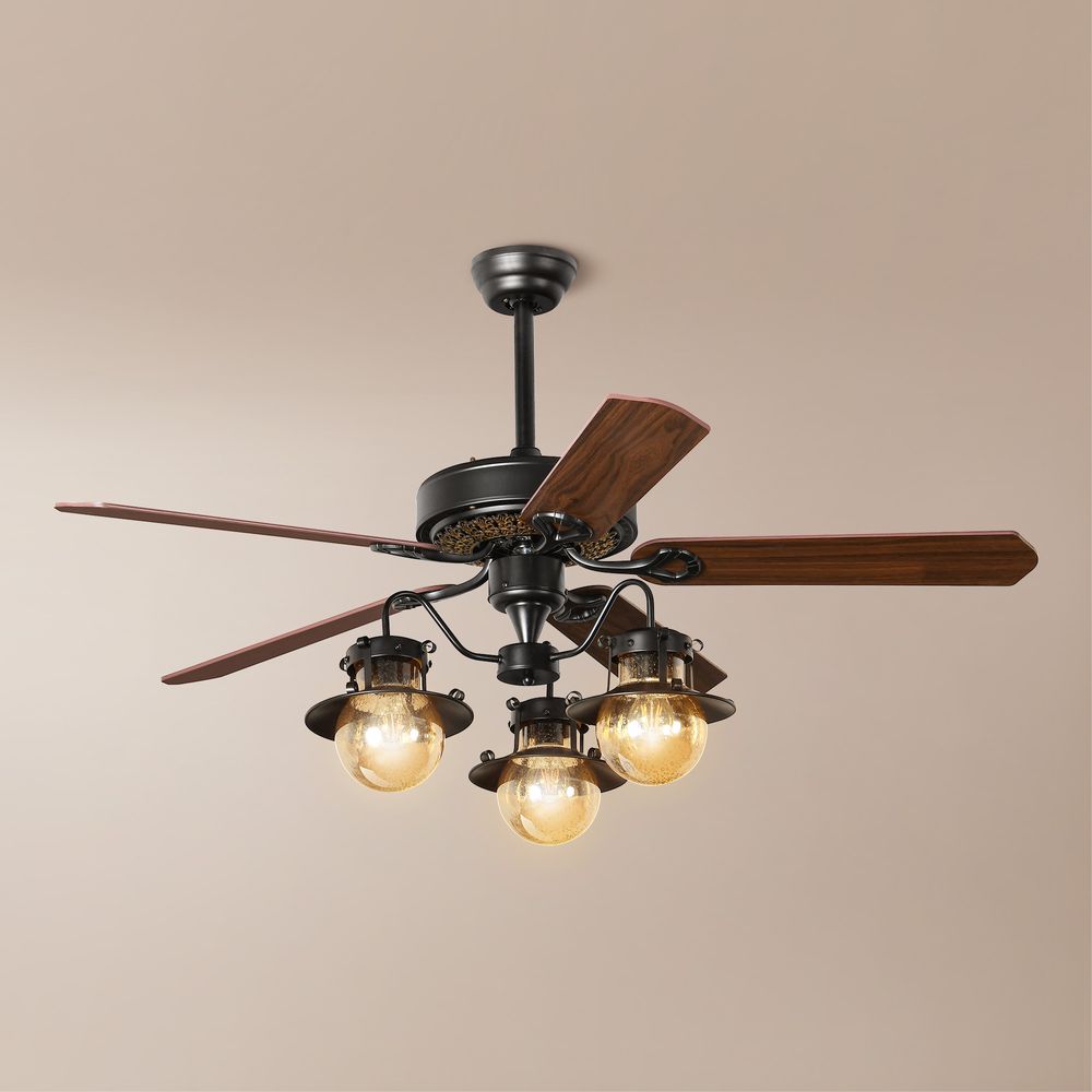 52" Ceiling Fan with glass lamp shade