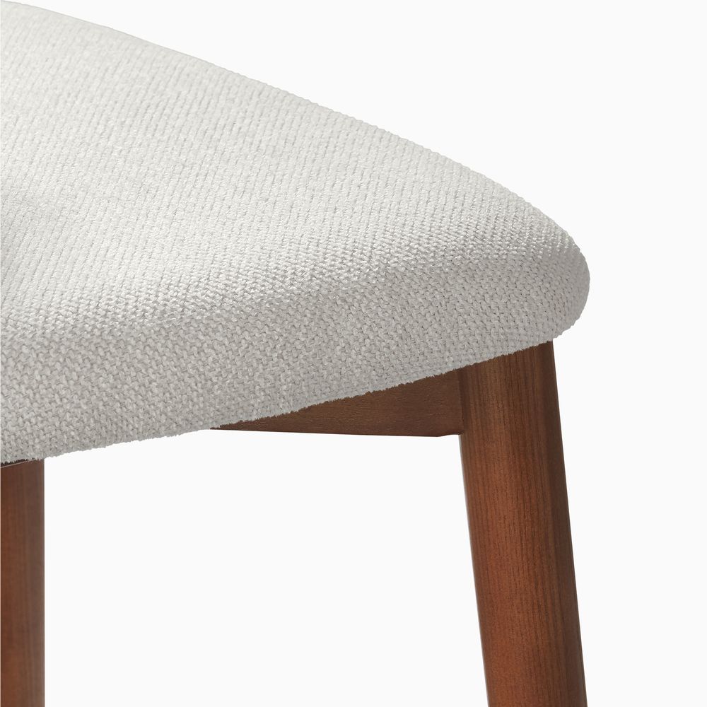 Brown Ash Wood Dining Chair with Cotton Linen Fabric Upholstery