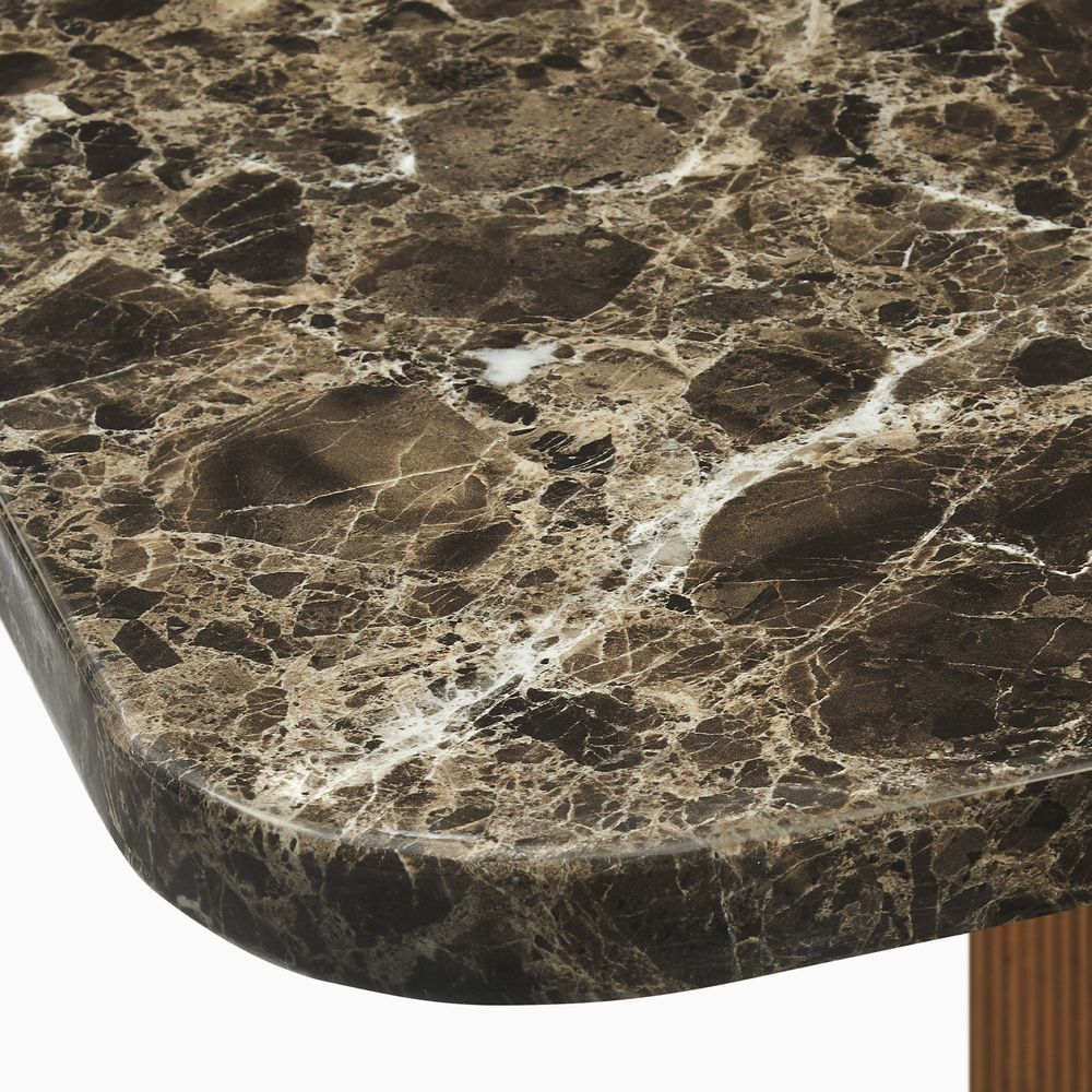 84 Inch Dining Table with Black Marble Tabletop