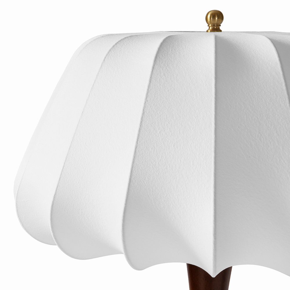 metal and wooden stem floor lamp
