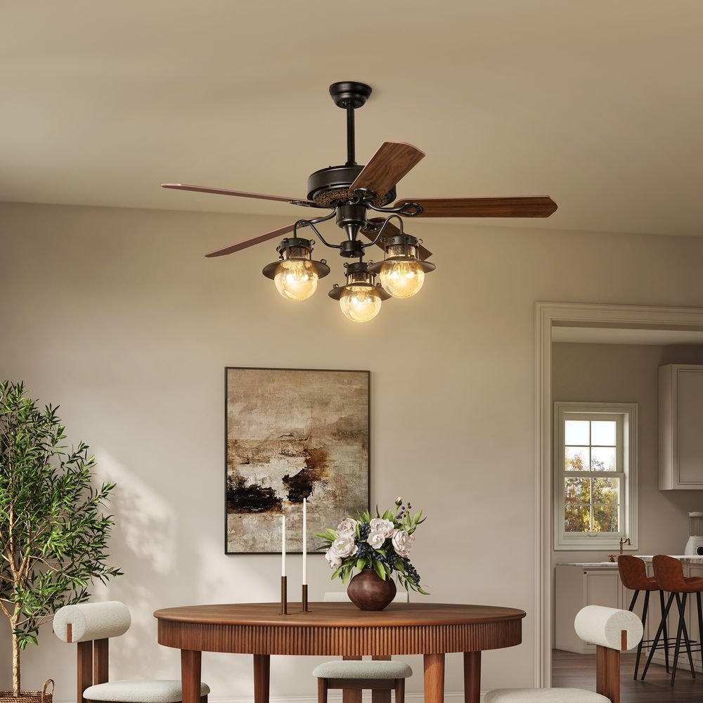 52" Ceiling Fan with glass lamp shade