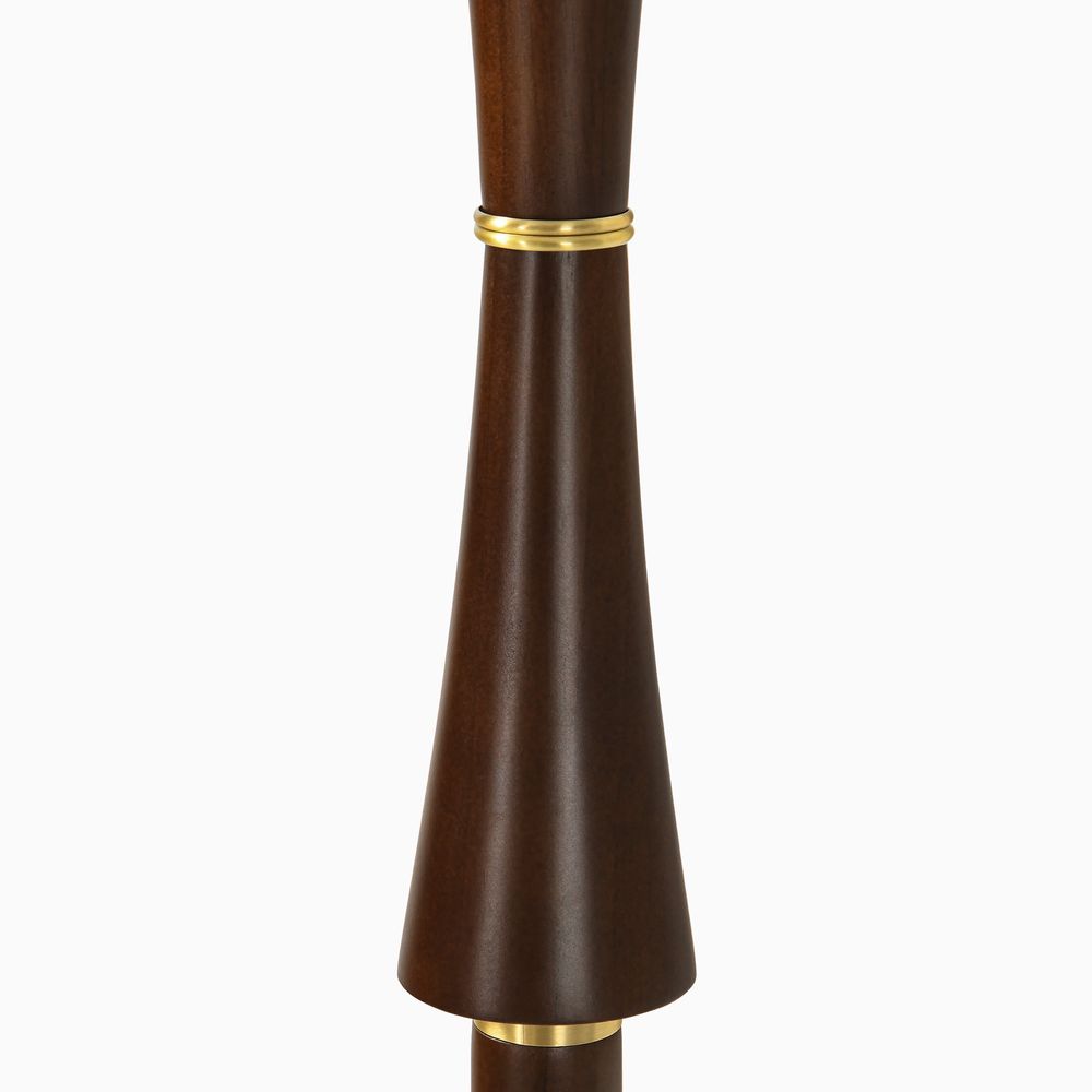 metal and wooden stem floor lamp