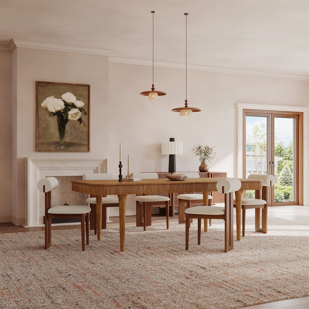 72"-92" MCM Sold Wood Brown Expandable Dining Room Table