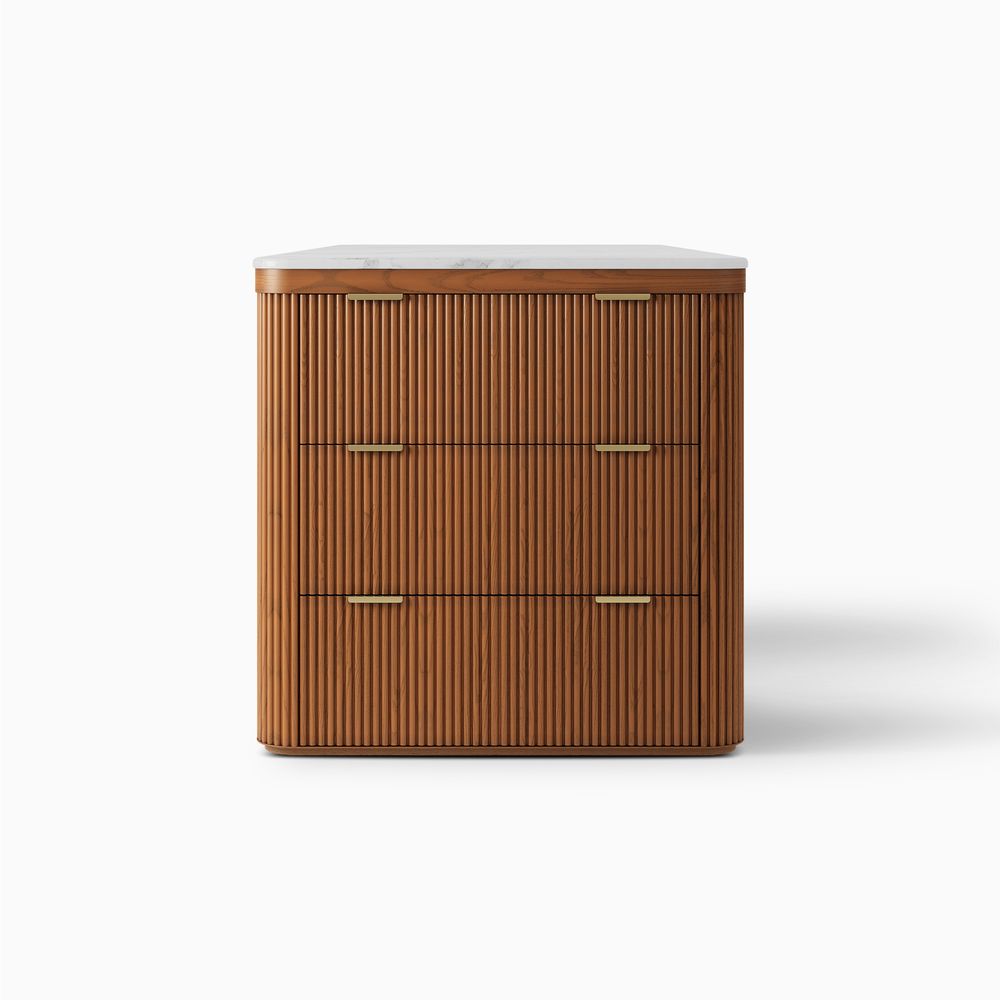 84" Brown Kitchen Island with Three Drawers