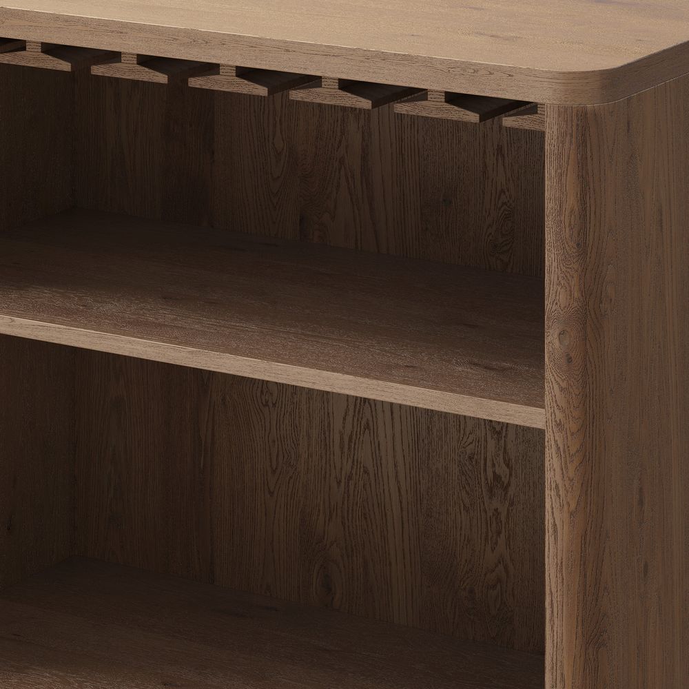 Alf 36" Wooden Home Bar Cabinet with Built-in Wine Glass Rack