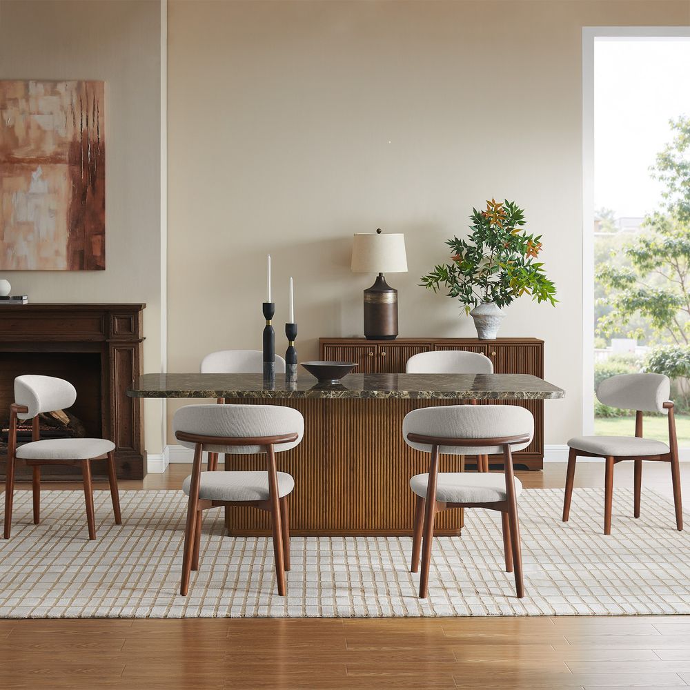 Mid Century Modern 84 Inch Marble Dining Table
