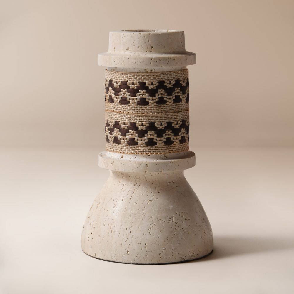 Travertine Candle Pillar Holder