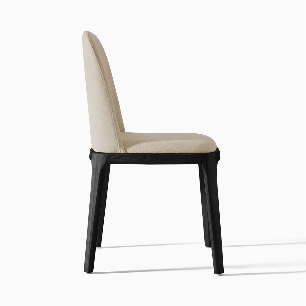 Mid Century Modern Wooden Dining Chairs Set with Cruved Back
