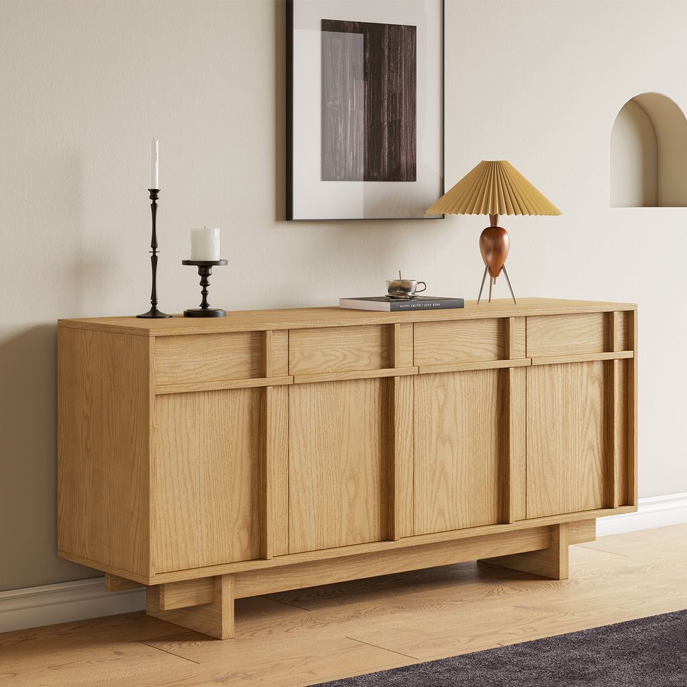 Natural credenza cabinet with 4 doors