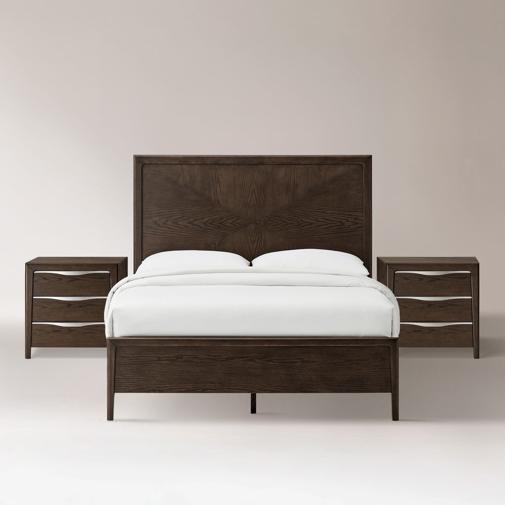 3-Piece Dark Brown Wooden Bedroom Set